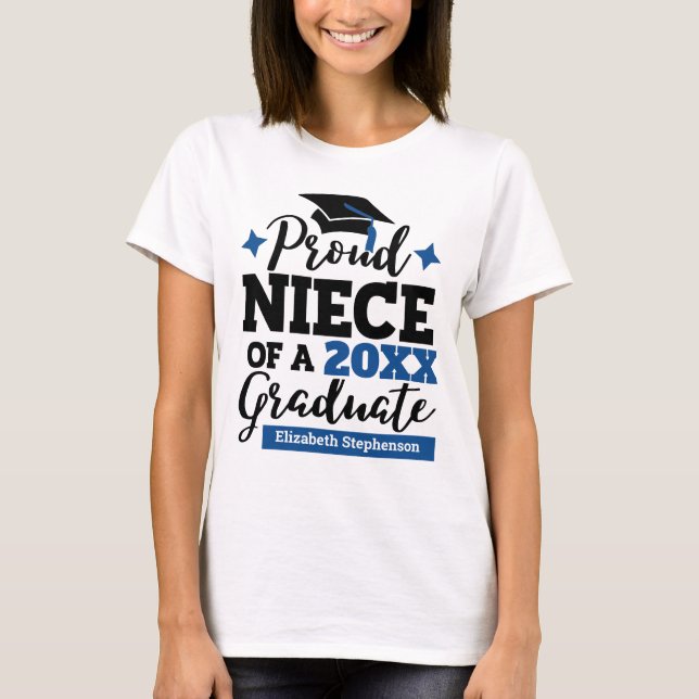 Camiseta Orgullosa sobrina de una tassel azul negro graduad (Anverso)