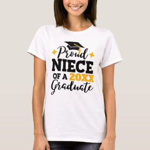 Camiseta Orgullosa sobrina de una tassel de oro negro gradu