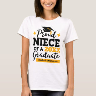 Camiseta Orgullosa sobrina de una tassel de oro negro gradu