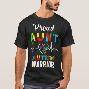Camiseta orgullosa tía autismo guerrero de la conciencia de