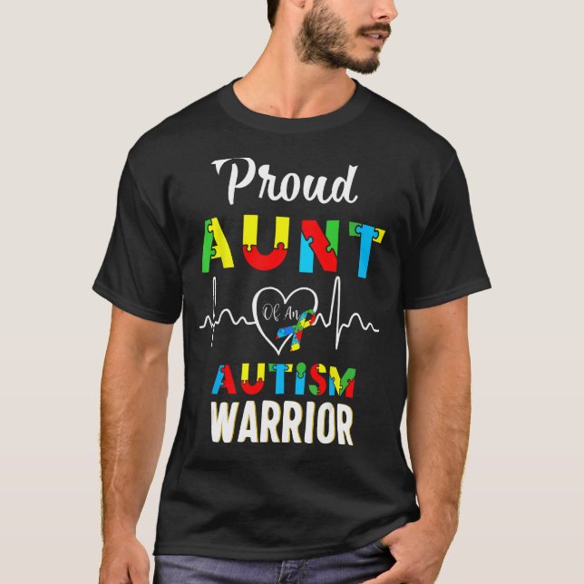 Camiseta orgullosa tía autismo guerrero de la conciencia de (Anverso)