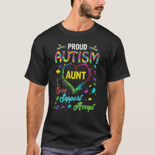 Camiseta Orgullosa Tía de Autismo Amor Apoyo Aceptar Ayuda