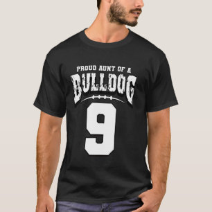 Camiseta Orgullosa Tía De Fútbol De Bulldog Del Jugador 9