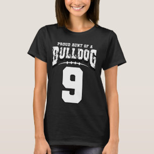 Camiseta Orgullosa Tía De Fútbol De Bulldog Del Jugador 9