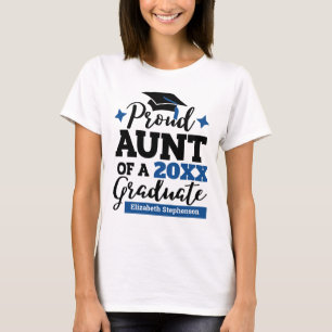 Camiseta Orgullosa tía de un graduado azul negro