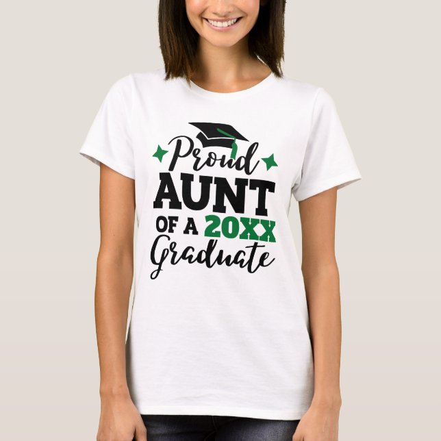 Camiseta Orgullosa tía de un graduado de tassel verde negro (Anverso)