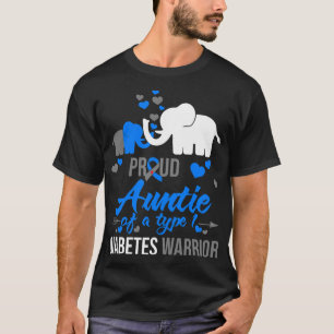 Camiseta Orgullosa Tía De Un Guerrero De La Diabetes Tipo 1