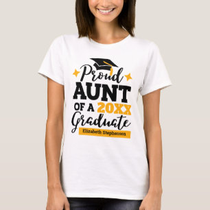 Camiseta Orgullosa tía de una tassel de oro negro graduada
