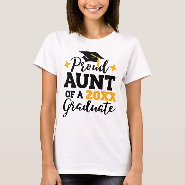 Camiseta Orgullosa tía de una tassel de oro negro graduada  (Anverso)