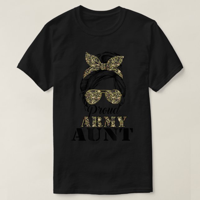 Camiseta Orgullosa tía del ejército camuflar desordenado so (Diseño del anverso)
