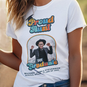 Camiseta Orgullosa tía del retro de foto groovy del graduad