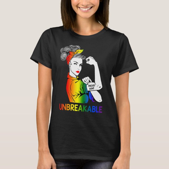 Camiseta Orgullosa tía Lgbt Fuerte Mujer Inquebrantable Arc (Anverso)