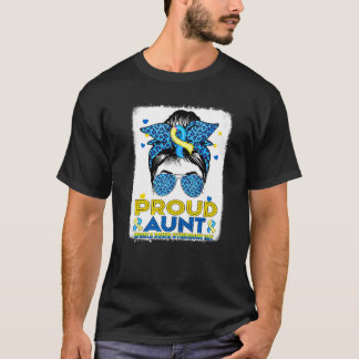 Camiseta Orgullosa tía Messy Bun Leopard avisa el autismo