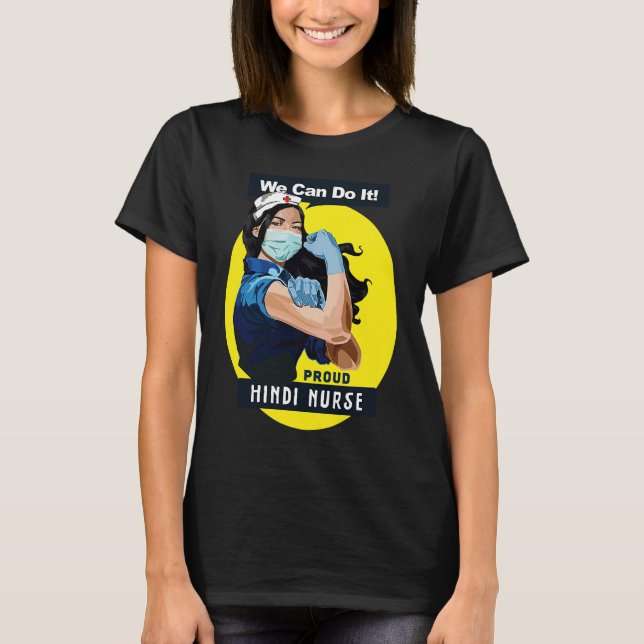Camiseta Orgullosa trabajadora hindi de primera línea Rosie (Anverso)