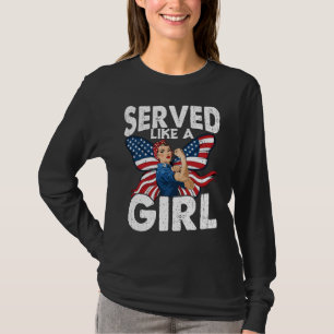 Camiseta Orgullosa Veterana Femenina Sirvió Como Una Chica