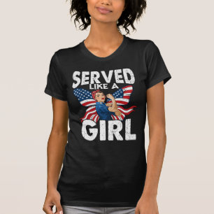Camiseta Orgullosa Veterana Femenina Sirvió Como Una Chica