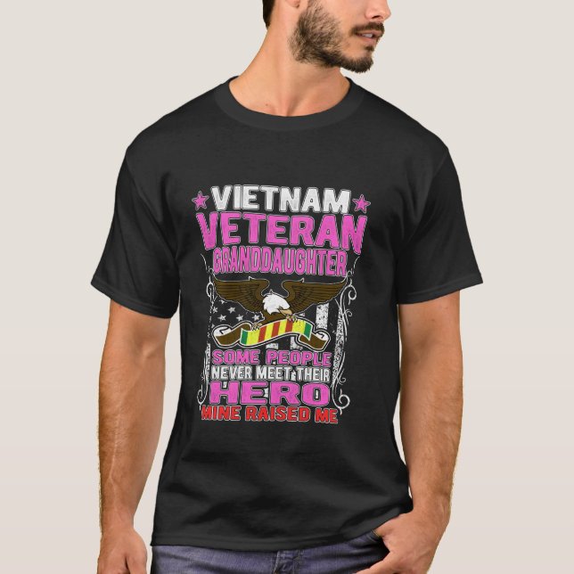 Camiseta Orgullosa veterana nieta vietnamita militar Vet G (Anverso)
