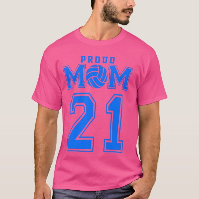 Camiseta Orgullosa Voleibol Mamá Número 21 B (Anverso)