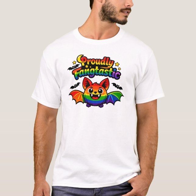 Camiseta 🦇🌈 Orgullosamente Fangtástico Murciélago (Anverso)