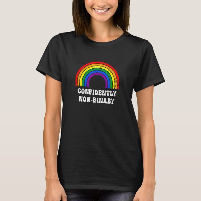 Camiseta Orgullosamente No Binario Arcoíris Genderflexible  (Anverso)