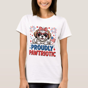 Camiseta Orgullosamente Perro Pawtriótico Rojo Blanco Azul
