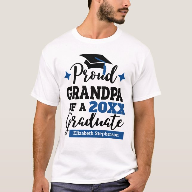 Camiseta Orgulloso abuelo de 2022 de graduado con gorro azu (Anverso)