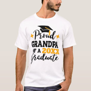 Camiseta Orgulloso abuelo de la gorra de oro negra de gradu