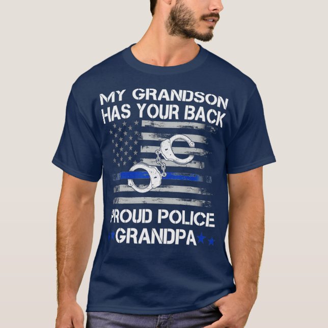 Camiseta Orgulloso abuelo de un oficial de policía Mi nieto (Anverso)