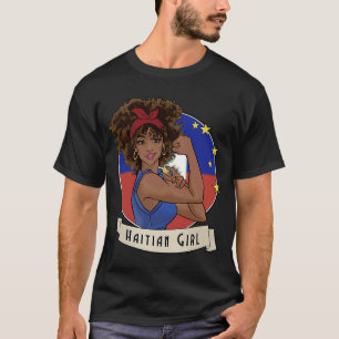 Camiseta Orgulloso afro haitiano Chica haitiano bandera hai