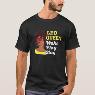Camiseta Orgulloso Afro Leo Reina Wake Pray Slay Leo Rótulo