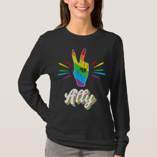 Camiseta Orgulloso aliado arco iris mano puño lgbt Orgullo 