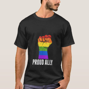 Camiseta Orgulloso aliado arco iris mano puño lgbt Orgullo 