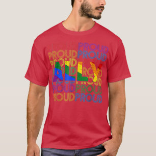 Camiseta Orgulloso aliado gracioso LGBT Bandera Arcoiris Ga