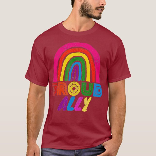 Camiseta Orgulloso aliado LGBT orgullo gay arcoiris orgullo (Anverso)