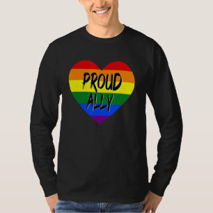 Camiseta Orgulloso aliado Lgbt Rainbow Heart Gay Pride Mes