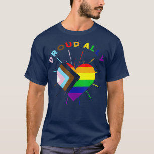 Camiseta Orgulloso aliado LGBTQ Progreso Bandera del Arcoir