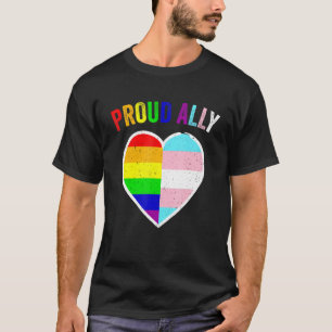 Camiseta Orgulloso aliado transgénero Lgbt Corazón con band