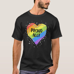 Camiseta Orgulloso Ally Bandera Arcoiris Rociando El Orgull