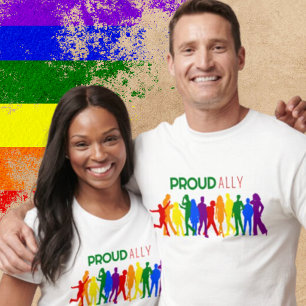 Camiseta Orgulloso Ally Gay Orgullo Mezclado de Siluetas de