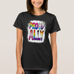 Camiseta Orgulloso Ally Lgbtq Arcoiris blanqueado Bise Lesb
