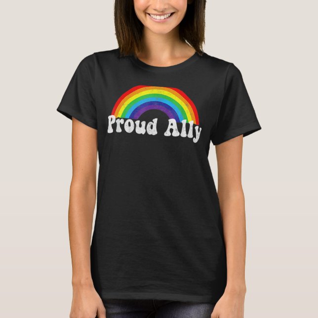 Camiseta Orgulloso Ally Lgbtq Gay Y Lesbiana Orgullo Arcoir (Anverso)
