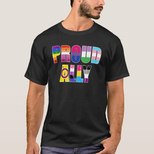 Camiseta Orgulloso Ally Lgbtq Lesbiana Gay Bisexual Trans P (Anverso)