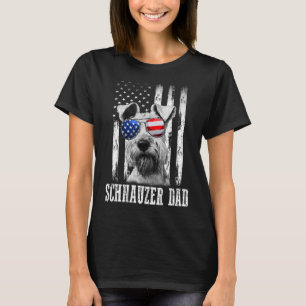 Camiseta Orgulloso americano Schnauzer Flag Dog Dad Mom