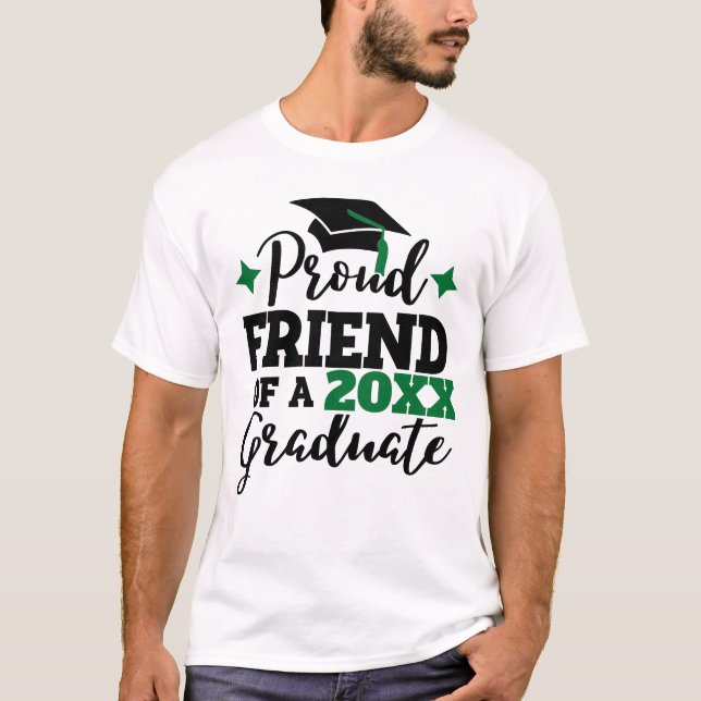 Camiseta Orgulloso amigo de un tassel verde negro graduado  (Anverso)