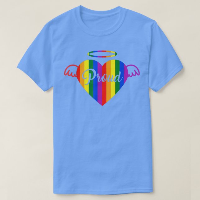 Camiseta Orgulloso ángel corazón LGBTQ bandera del orgullo  (Diseño del anverso)
