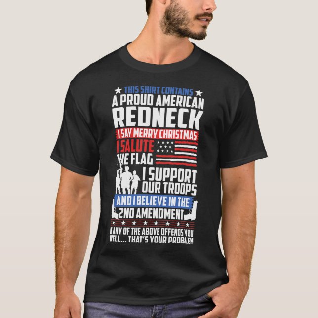 Camiseta Orgulloso apoyo norteamericano de cuello rojizo a  (Anverso)