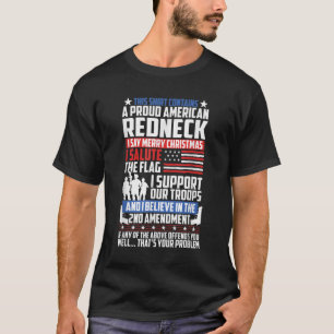 Camiseta Orgulloso apoyo norteamericano de cuello rojizo a