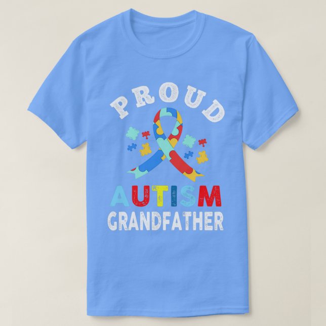 Camiseta Orgulloso autismo abuelo corazón autismo Concienci (Diseño del anverso)