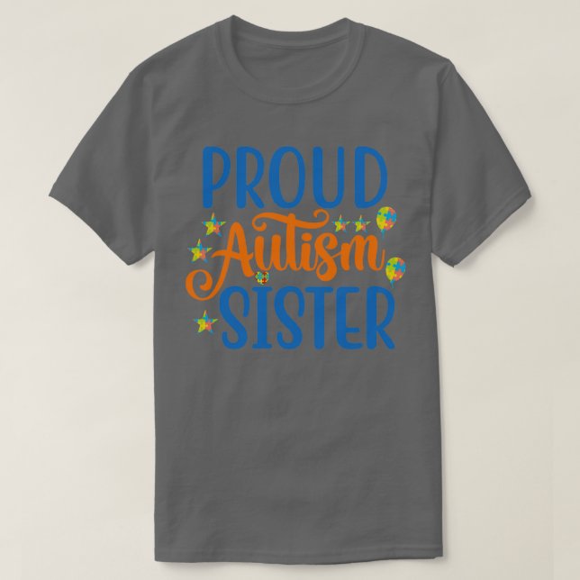 Camiseta Orgulloso autismo Conciencia de la hermana sobre e (Diseño del anverso)