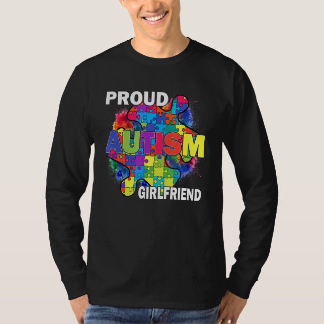 Camiseta Orgulloso autismo Girlfriend Love Support Accept (Anverso)